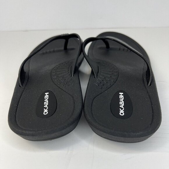 New Okabashi Maui Black Classic Contour Sole FlipFlop Beach Sandals Size Medium - Picture 4 of 9